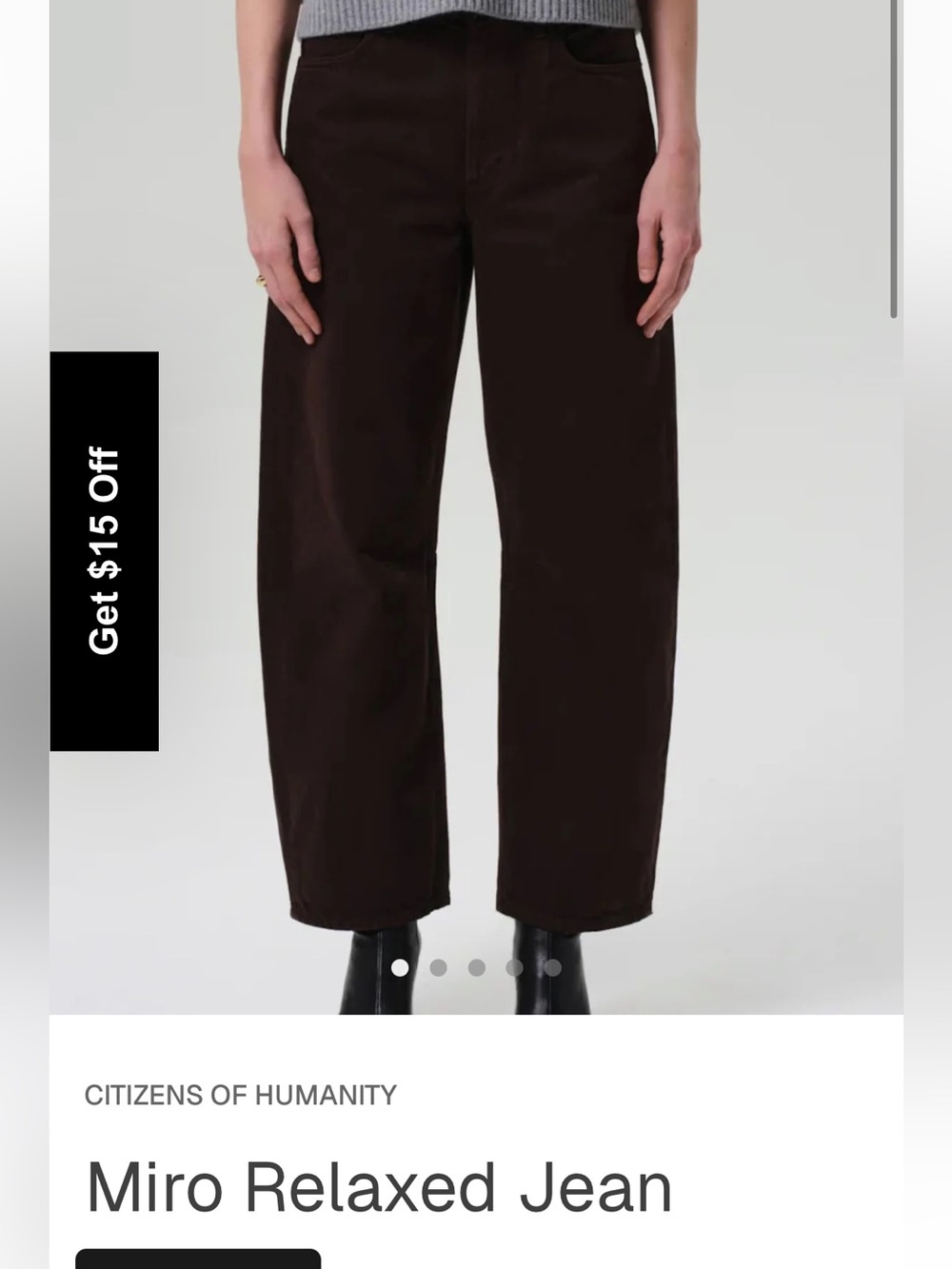 NWOT Citizens of Humanity Miro Relaxed Jean - Dark Brown